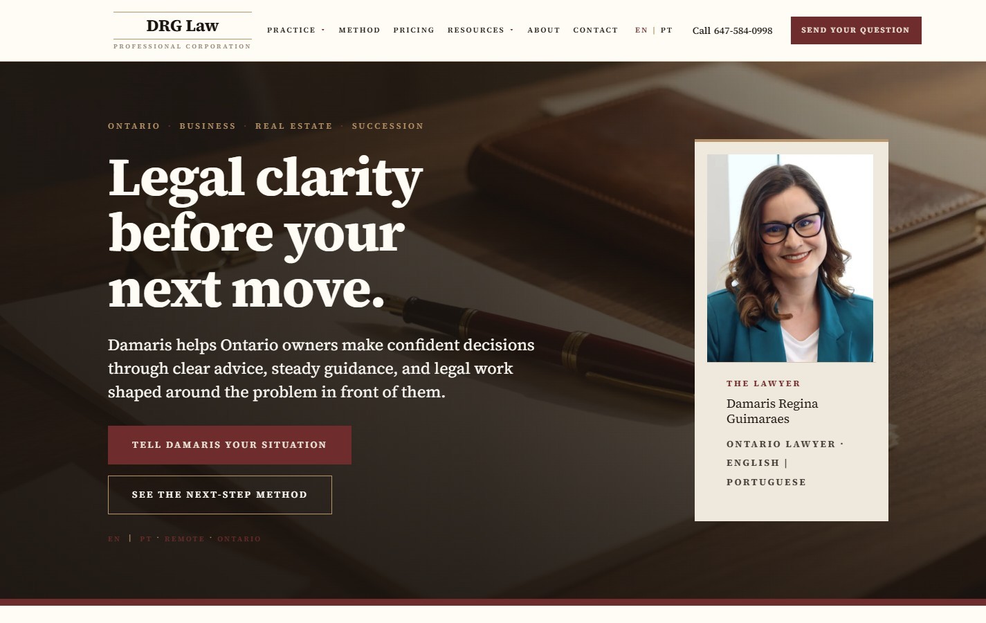 DRG Law website homepage