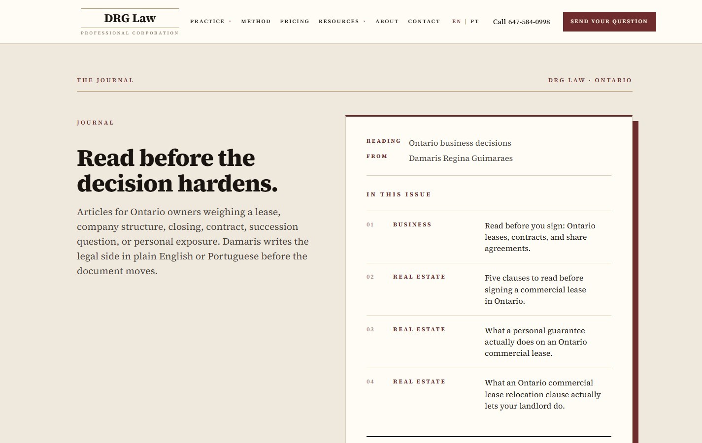 DRG Law journal article page